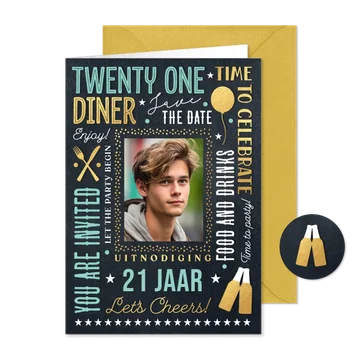 21 diner uitnodiging feestje etentje jongen